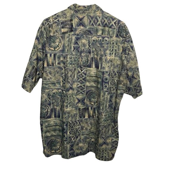 Tori Richards Men's Button Front Cotton Lawn Hawaiian Shirt Blue Green Large - Picture 5 of 5